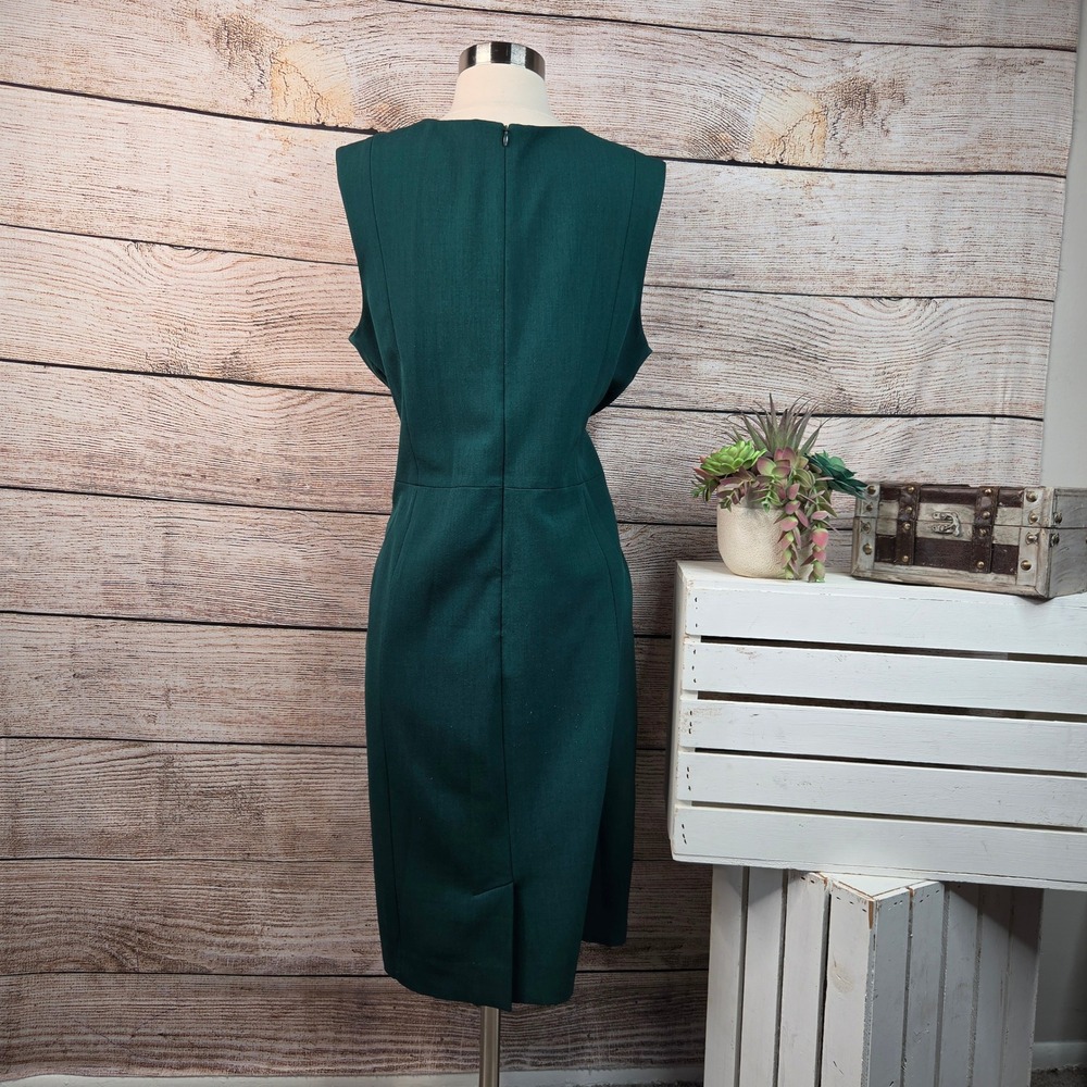 MM LaFleur Green Sleeveless Sheath Dress Womens 16 Forest Green - Picture 4 of 8